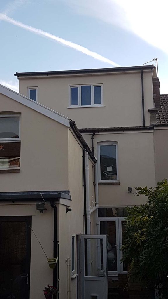 Rear dormer on a terraced house exterior in a Horfield loft conversion, Bristol