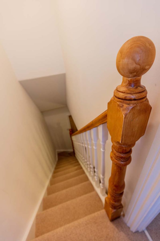 View down the new loft staircase to the landing in a Horfield dormer conversion