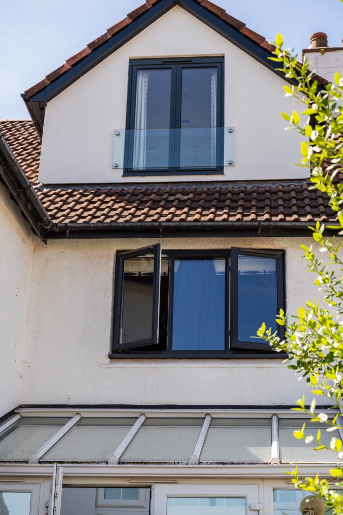 Rear gable dormer with a Juliet balcony in a Redland dormer loft conversion, Bristol