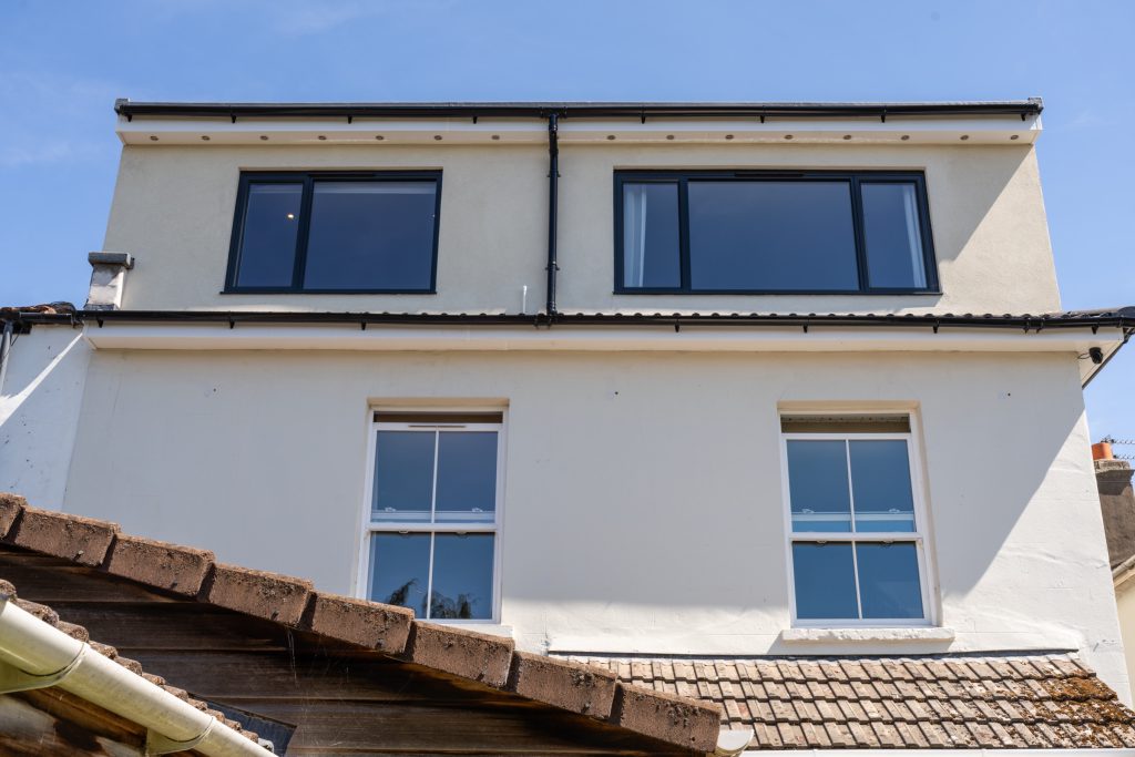Exterior of the large rear dormer of a hip-to-gable loft conversion in Bishopston, Bristol