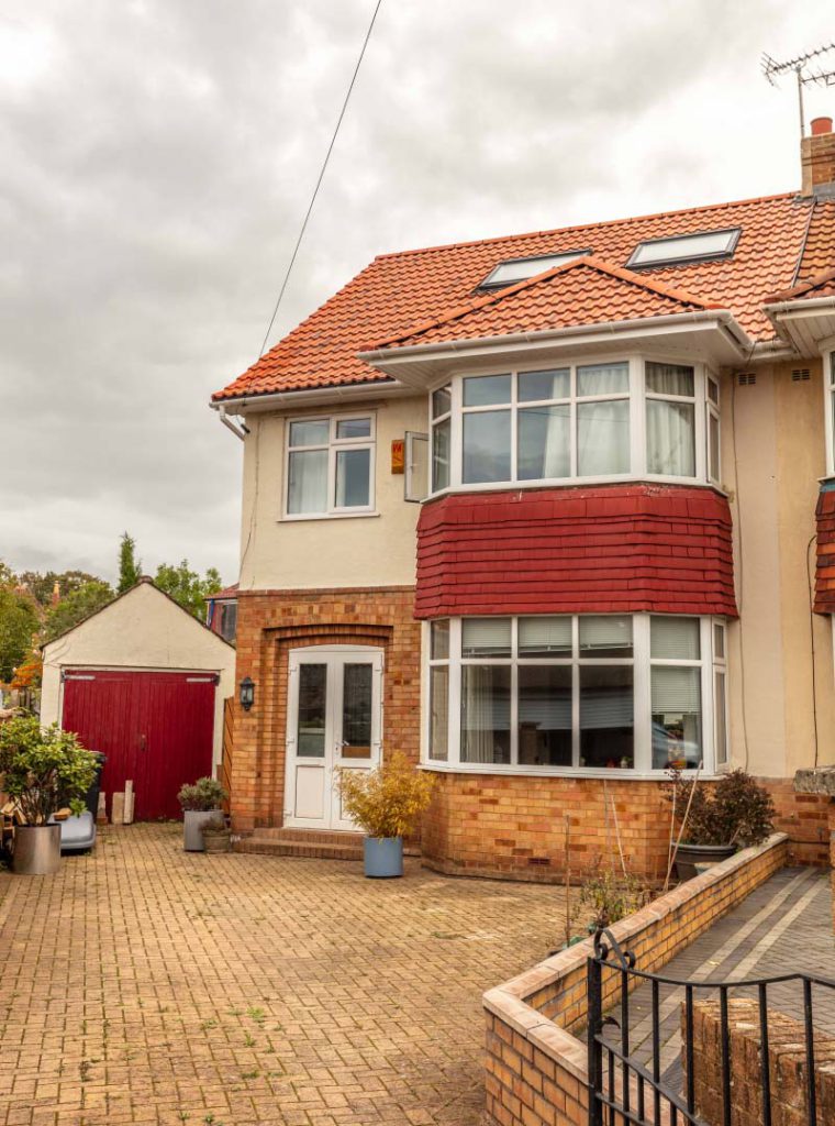 Front elevation of a semi-detached house in Brislington, Bristol, with a hip-to-gable loft conversion above the bay window