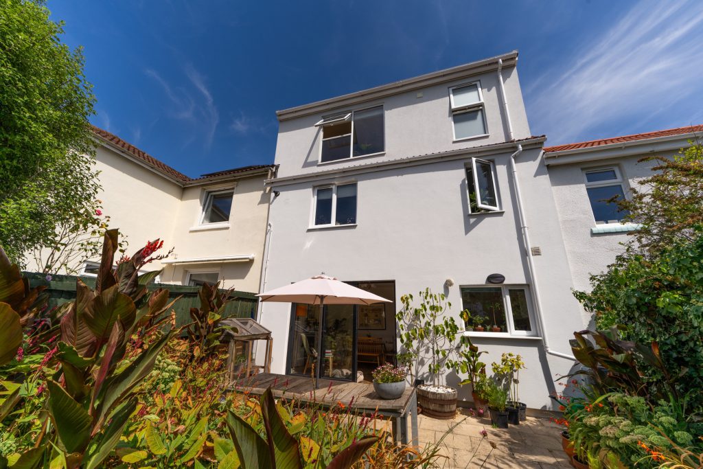 Rear exterior and garden of a low-ceiling dormer loft conversion in Horfield, Bristol